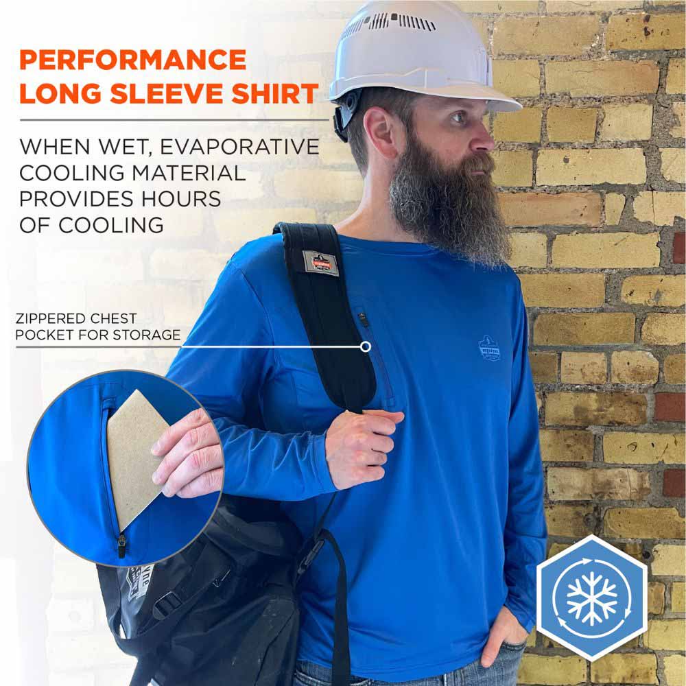 Ergodyne 12152 6689 S Blue Cooling Long Sleeve Sun Shirt with UV Protection - 2