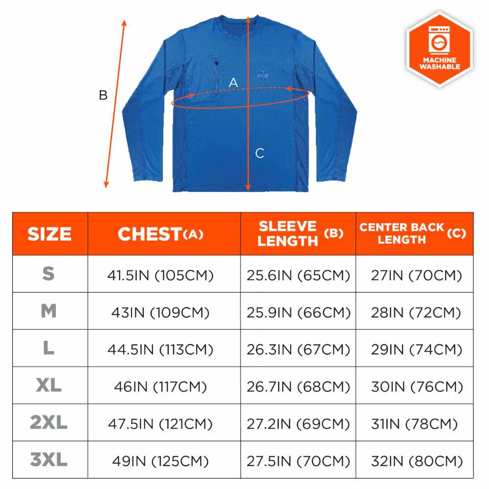 Ergodyne 12153 6689 M Blue Cooling Long Sleeve Sun Shirt with UV Protection - 7