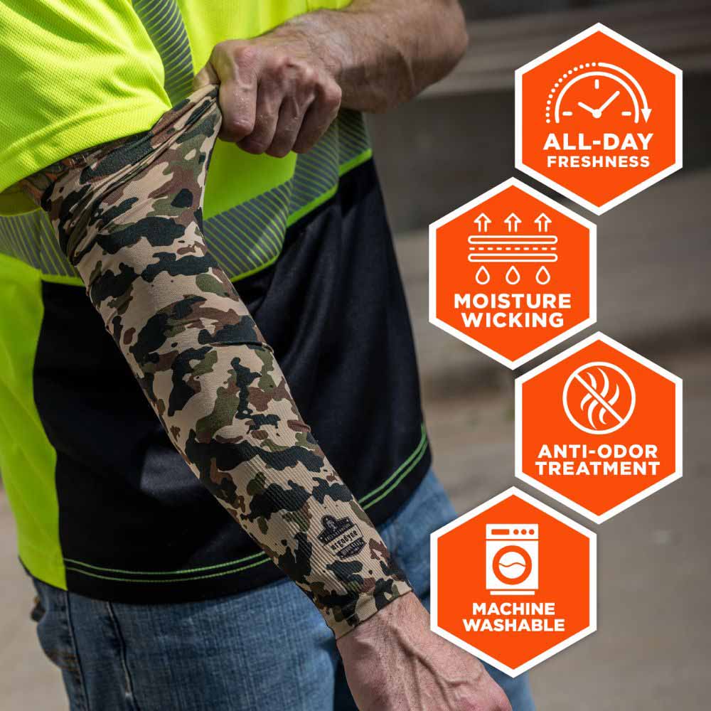 Ergodyne 12191 6695 M/L Camo Sun Protection Arm Sleeves Pair - 4