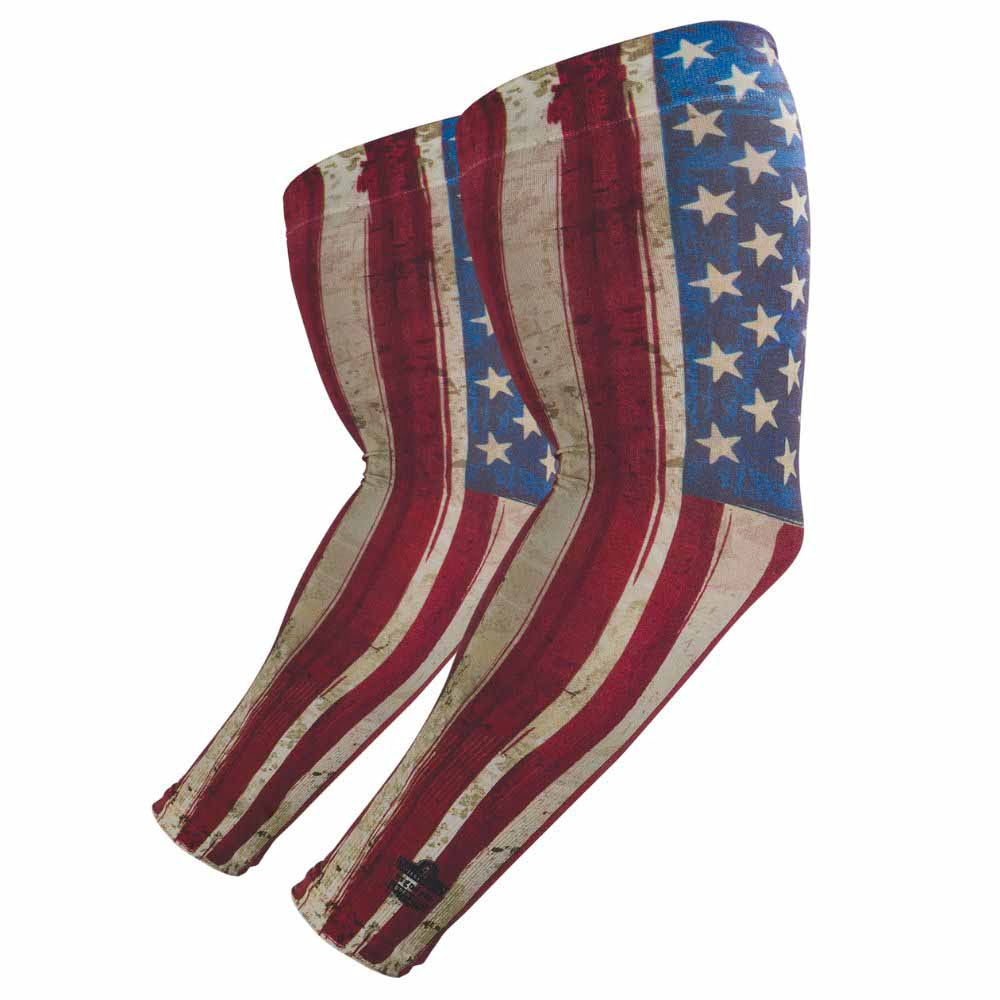 Ergodyne 12193 6695 M/L American Flag Sun Protection Arm Sleeves Pair