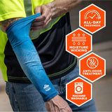 Ergodyne 12195 6695 M/L Blue Sun Protection Arm Sleeves Pair - 4