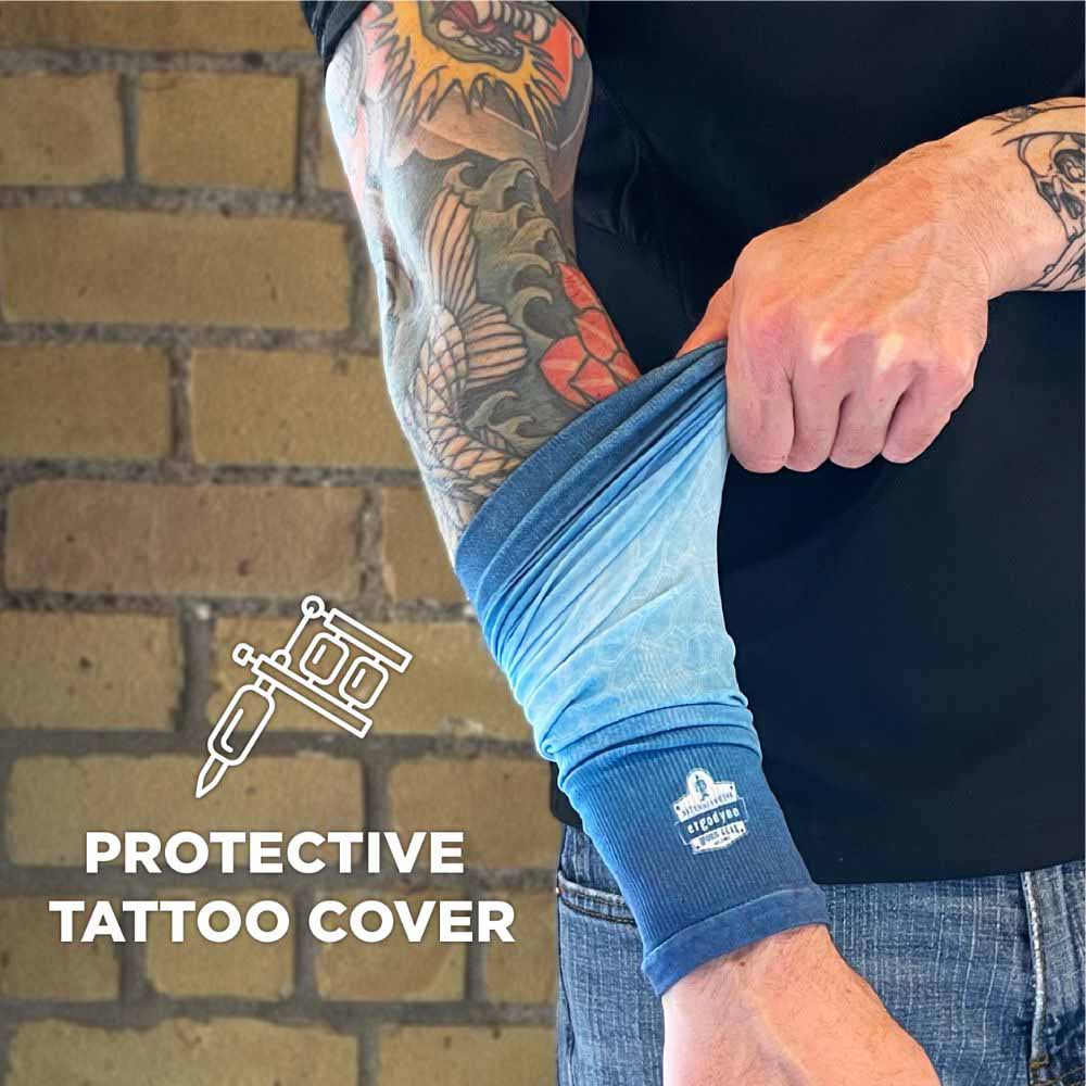 Ergodyne 12196 6695 XL/2XL Blue Sun Protection Arm Sleeves Pair - 5