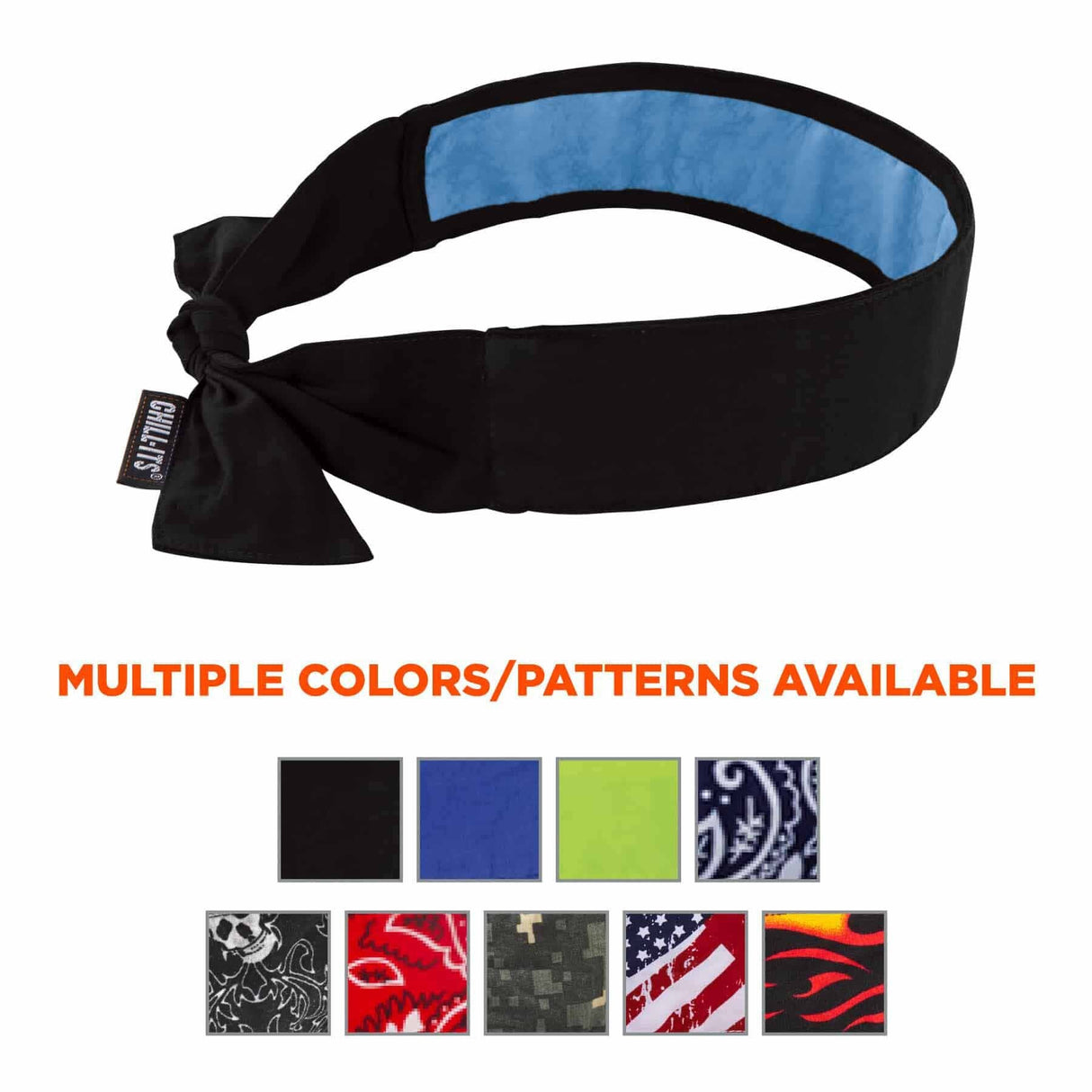 Ergodyne 12565 6700CT  Black Cooling Bandana Headband - PVA - Tie - 4