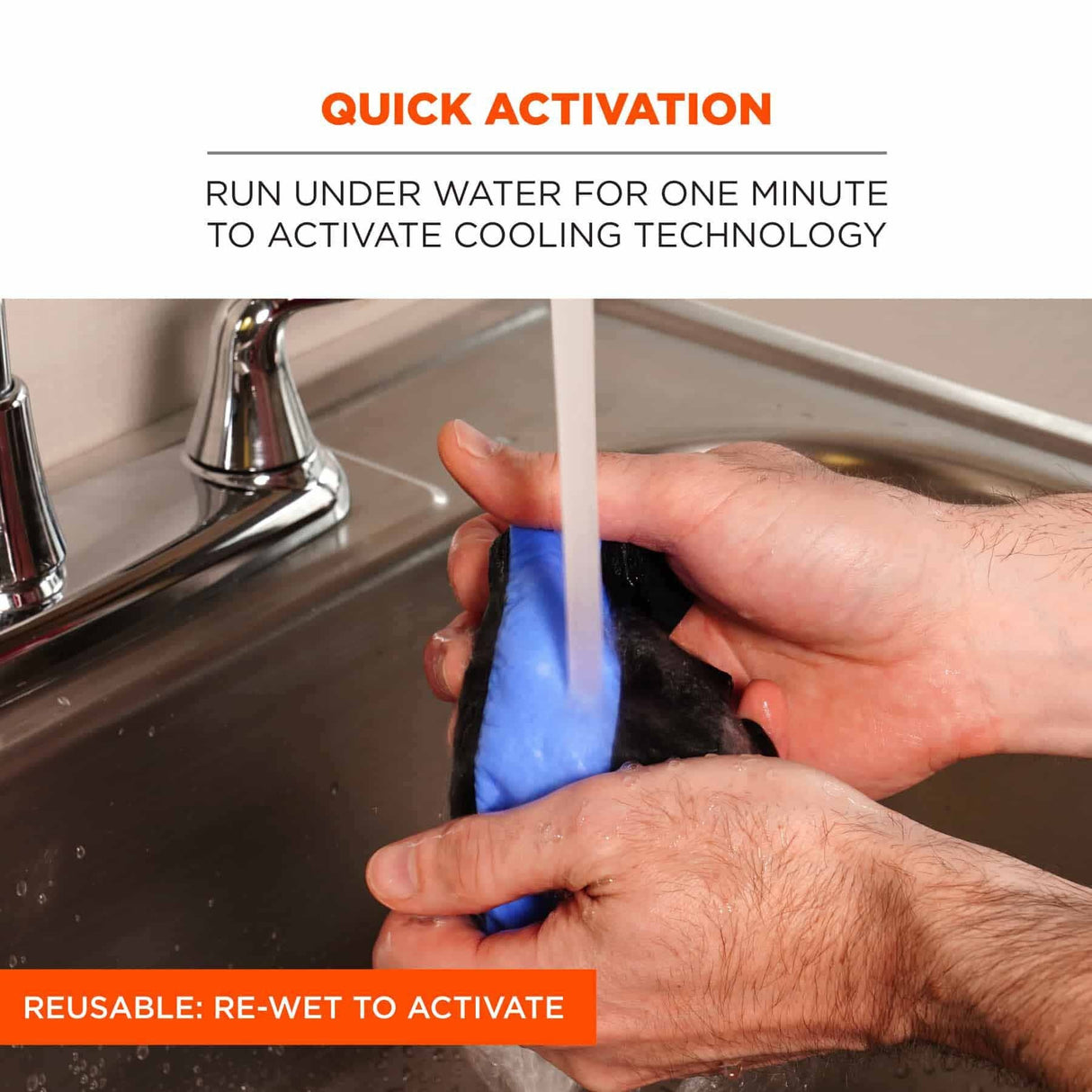 Ergodyne 12565 6700CT  Black Cooling Bandana Headband - PVA - Tie - 5