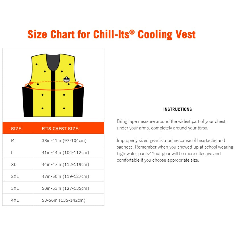 Ergodyne 12674 Chill-Its 6685 Dry Evaporative Cooling Vest, Large, HV Lime - 6