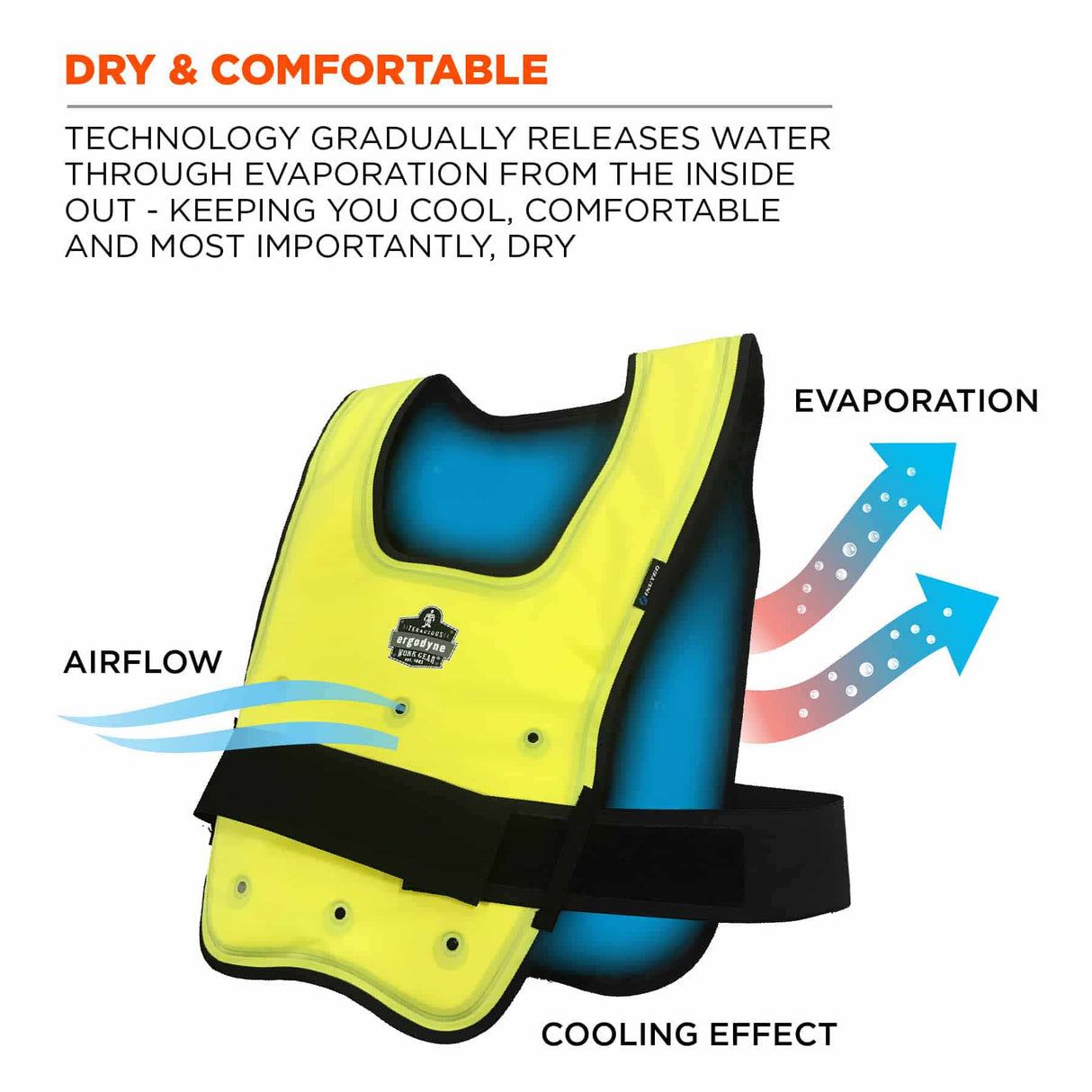 Ergodyne 12683 6687 S/M Lime Economy Dry Evaporative Cooling Vest - Elastic - 7