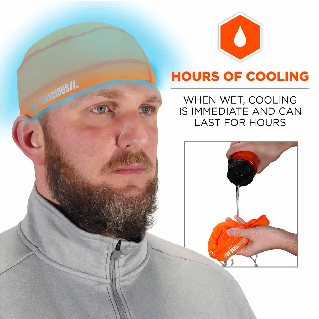 Ergodyne 12688 6632  Orange Cooling Skull Cap - Performance Knit - 4