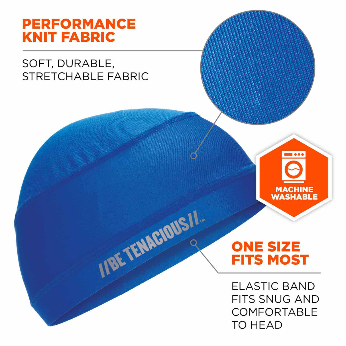 Ergodyne 12689 6632  Blue Cooling Skull Cap - Performance Knit - 3