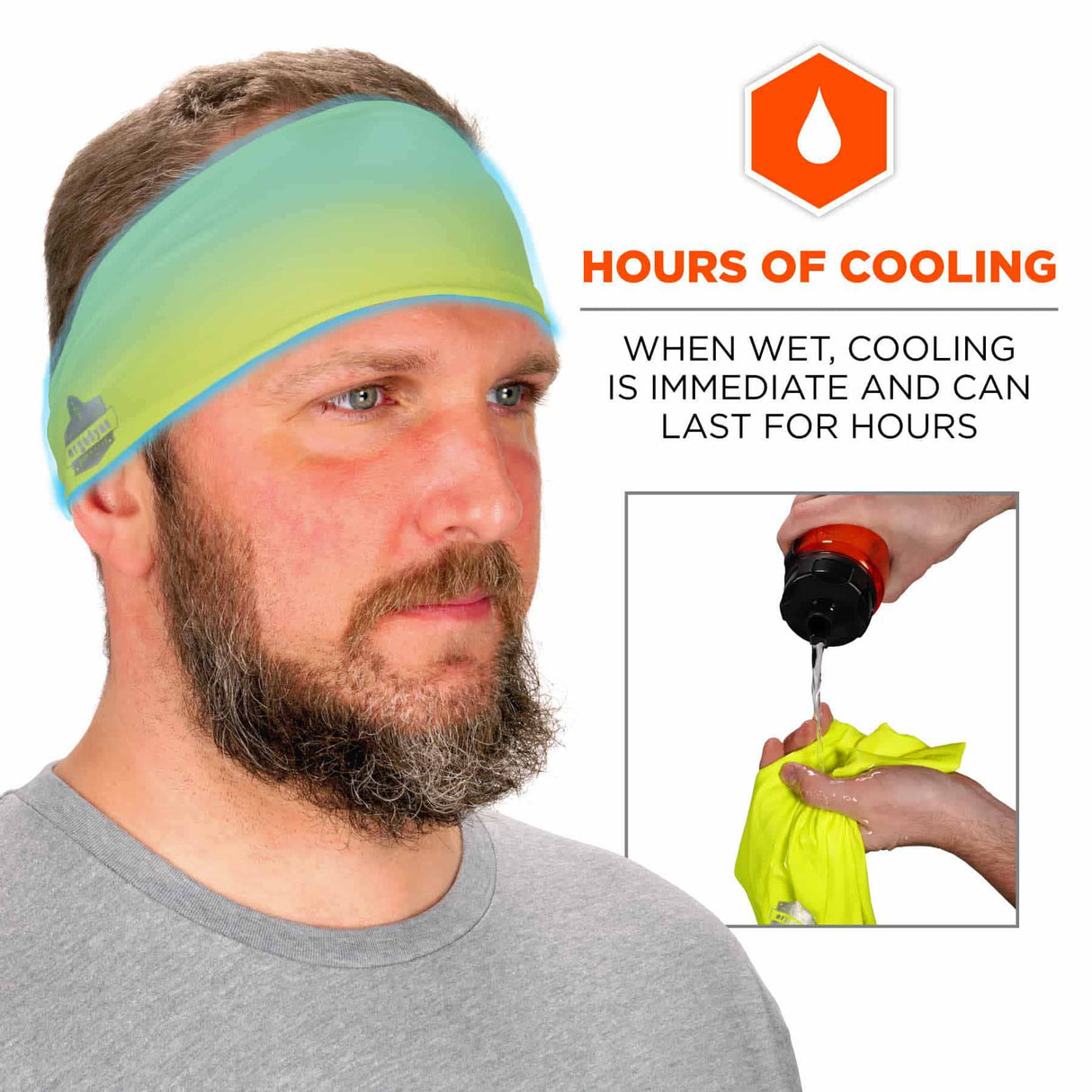 Ergodyne 12703 6634  Lime Cooling Headband - Performance Knit - 4