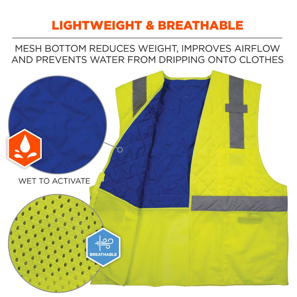 Ergodyne 12712 #6668 S Lime Class 2 Hi-Vis Safety Cooling Vest - 5