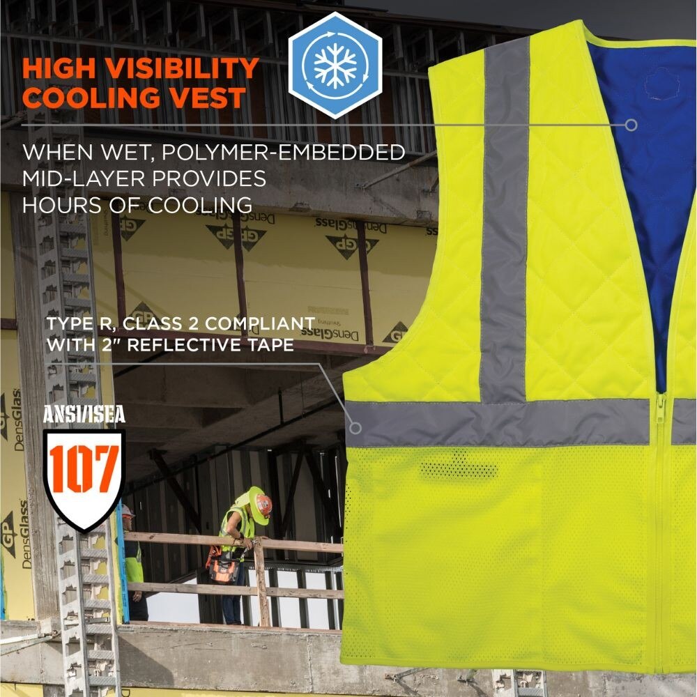 Ergodyne 12713 #6668 M Lime Class 2 Hi-Vis Safety Cooling Vest - 3