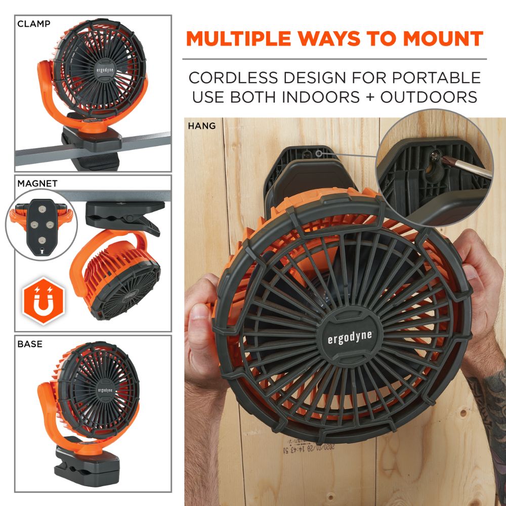 Ergodyne 12800 Chill-Its 6090 Rechargeable Portable Jobsite Fan - 2