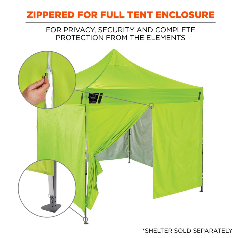 Ergodyne 12978 #6096 Lime Pop-Up Tent Sidewall Zipper - 10ft x 10ft - 2