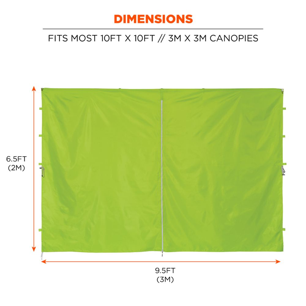 Ergodyne 12978 #6096 Lime Pop-Up Tent Sidewall Zipper - 10ft x 10ft - 4