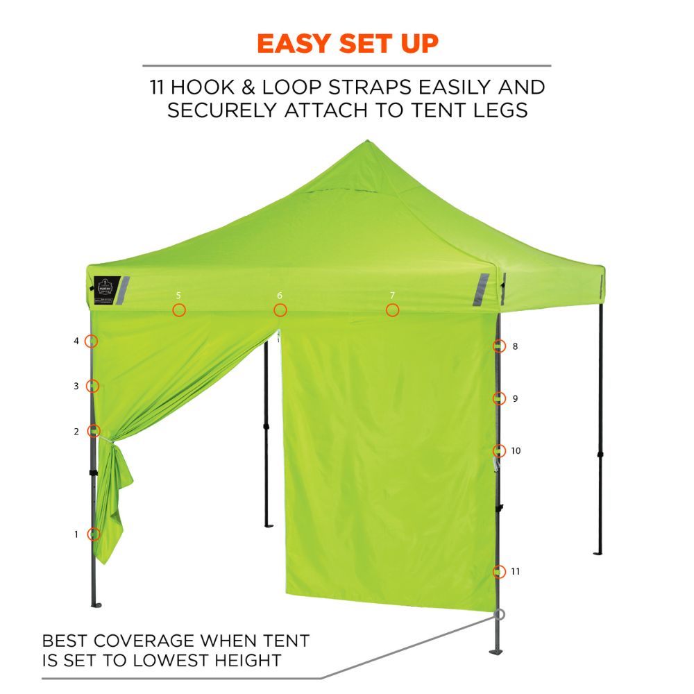 Ergodyne 12978 #6096 Lime Pop-Up Tent Sidewall Zipper - 10ft x 10ft - 5