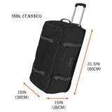 Ergodyne 13037 #5032 L Black Water-Resistant Wheeled Duffel Bag - 6