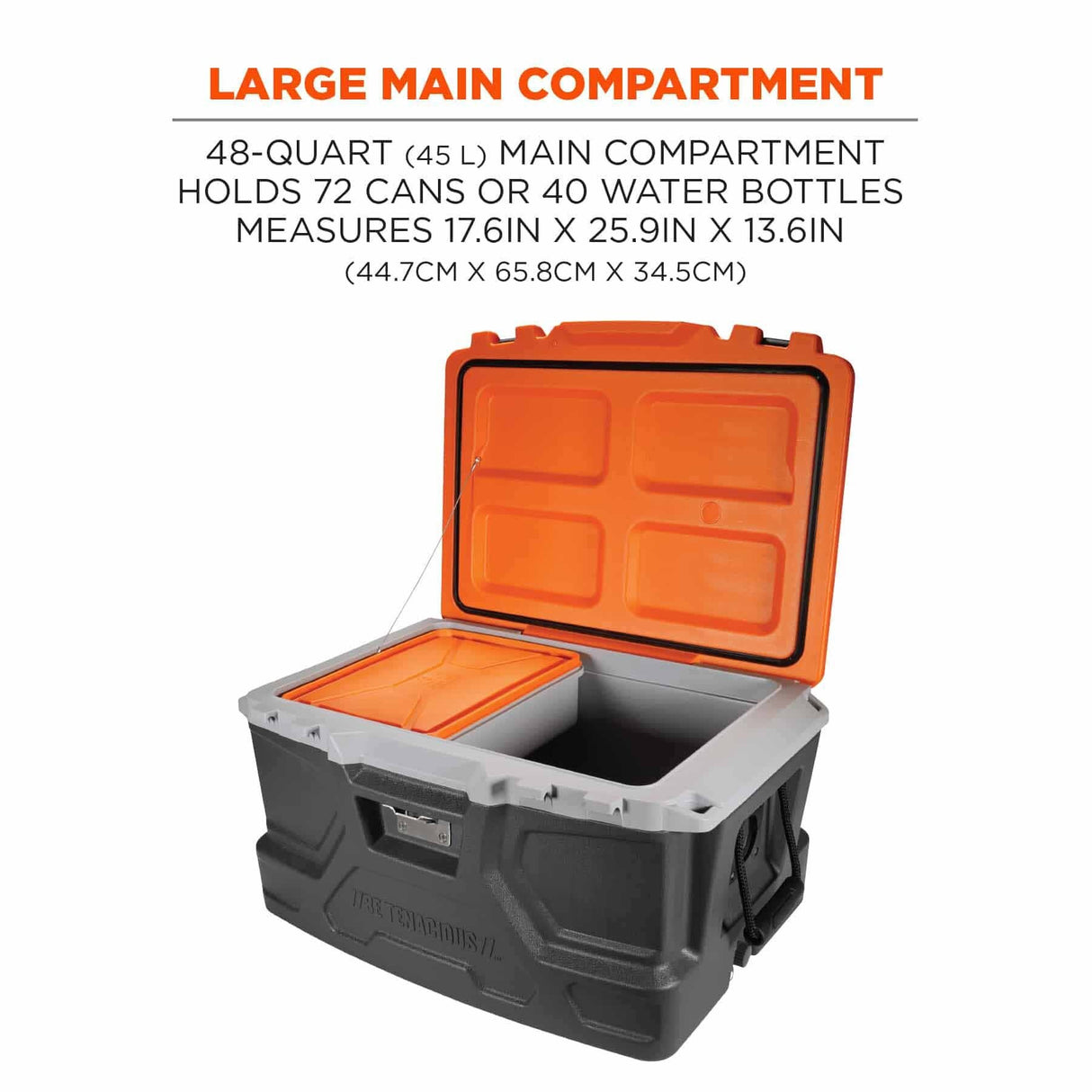Ergodyne 13173 5171 Pallet of 20 Orange and Gray Industrial Hard Sided Cooler - 48 qt - 3