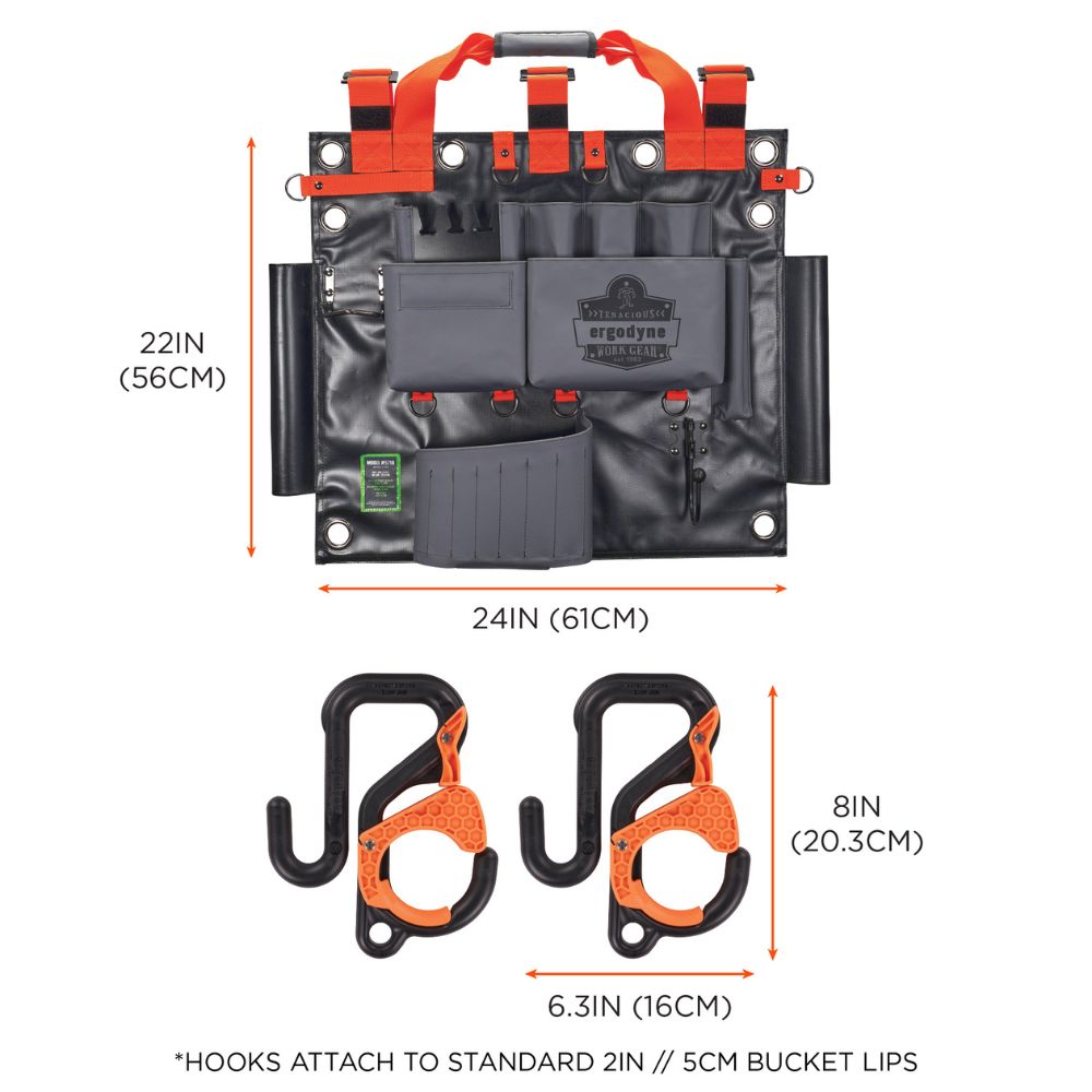 Ergodyne 13701 #5711 Gray Bucket Truck Tool Board with Bucket Hooks Kit - 6