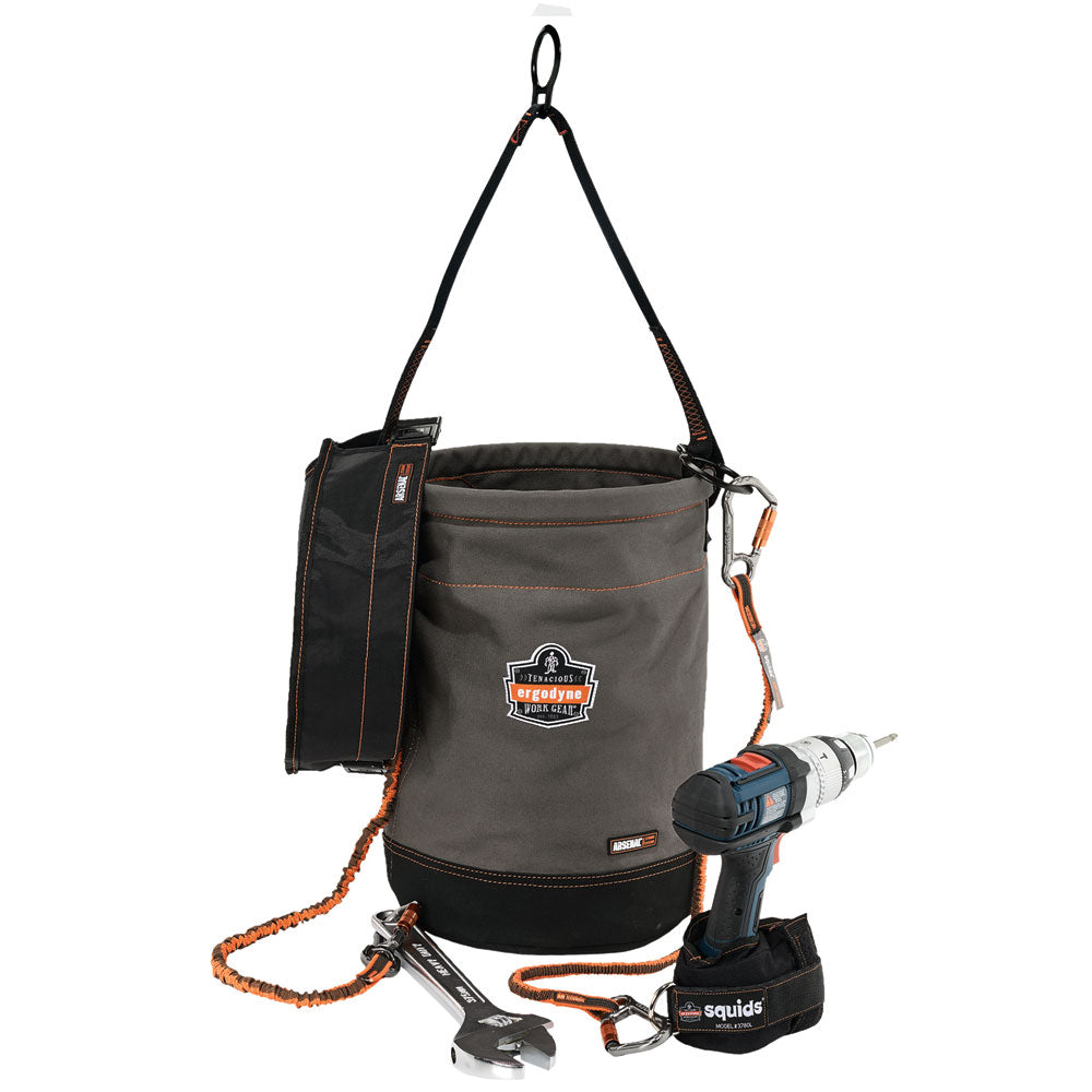 Ergodyne 14860 OAH 5960T Canvas Hoist Bucket with D-Rings and Top - 4