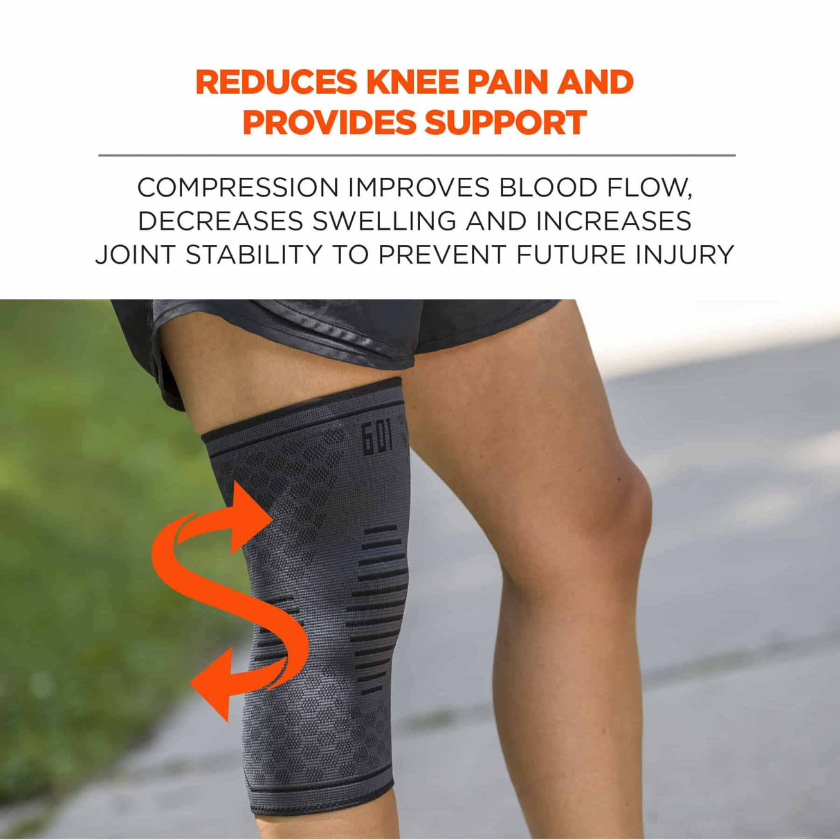 Ergodyne 16553 601 M Black Knee Compression Sleeve - 7