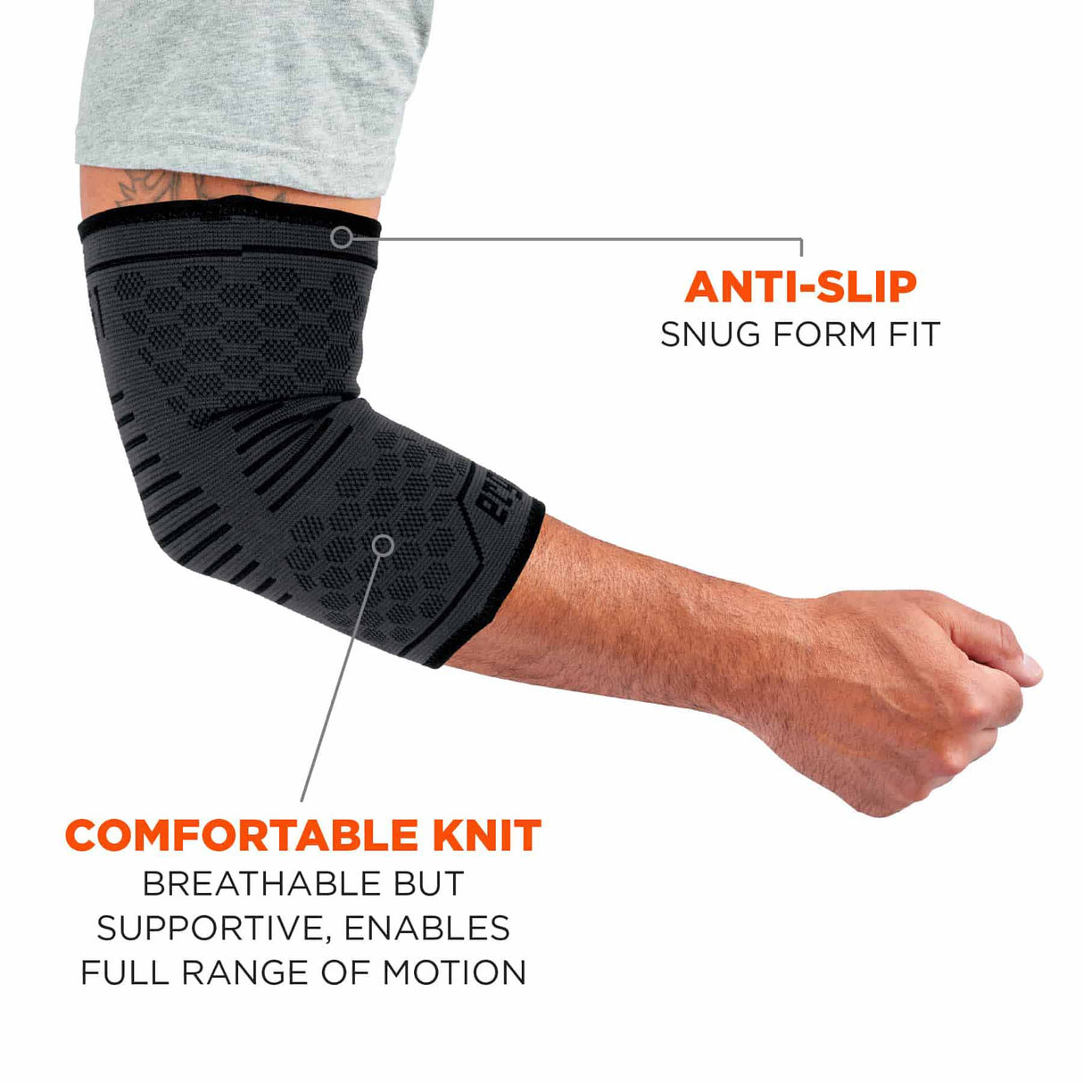 Ergodyne 16593 651 M Black Elbow Compression Sleeve - 6