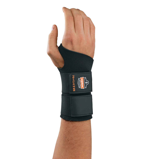 Ergodyne 16622 ProFlex 675 Ambidextrous Double Strap Wrist Support, Small, Black