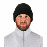 Ergodyne 16801 6811Z  Black Rib Knit Hat - Zipper for Bump Cap Insert - 3