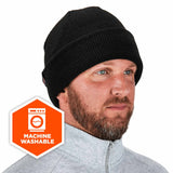 Ergodyne 16801 6811Z  Black Rib Knit Hat - Zipper for Bump Cap Insert - 8