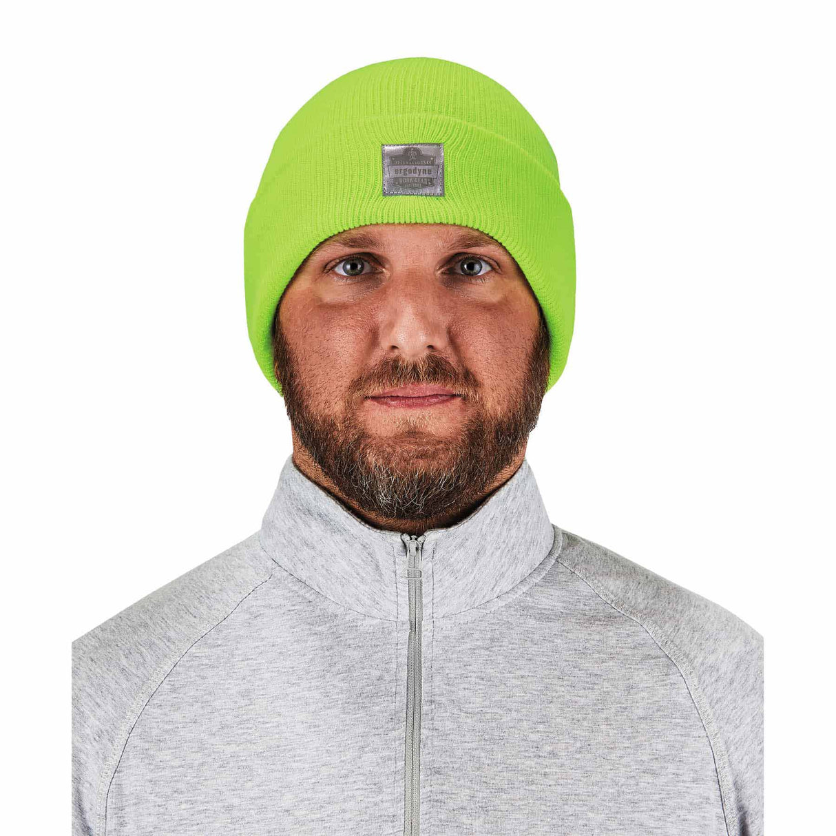 Ergodyne 16806 6806  Lime Cuffed Rib Knit Beanie Hat - 2