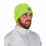 Ergodyne 16806 6806  Lime Cuffed Rib Knit Beanie Hat - 3