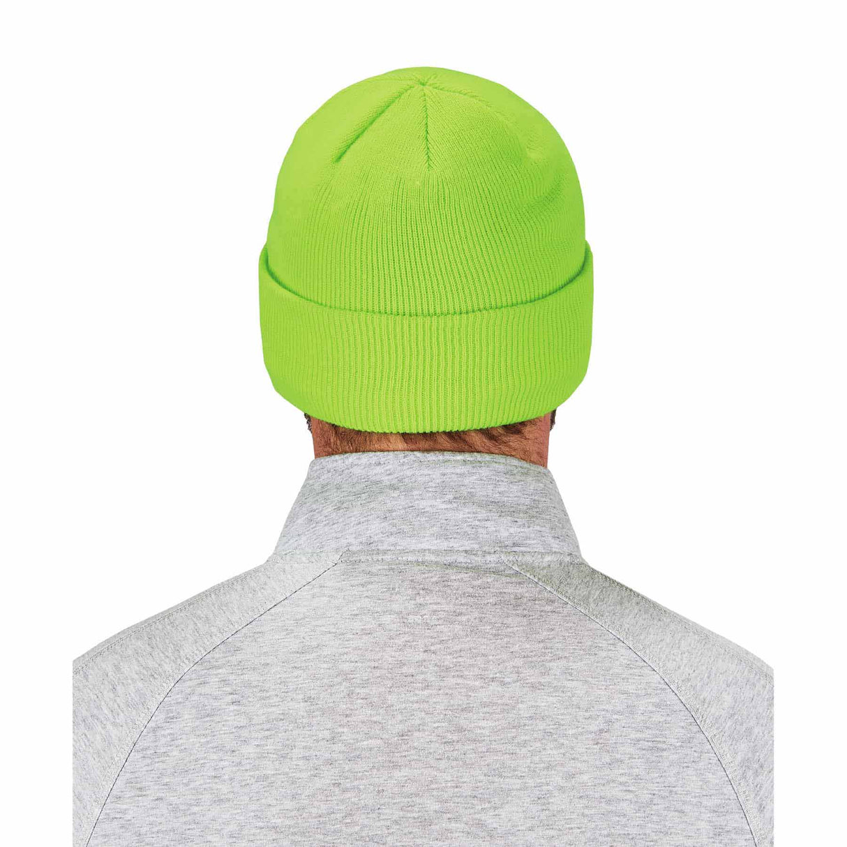 Ergodyne 16806 6806  Lime Cuffed Rib Knit Beanie Hat - 4