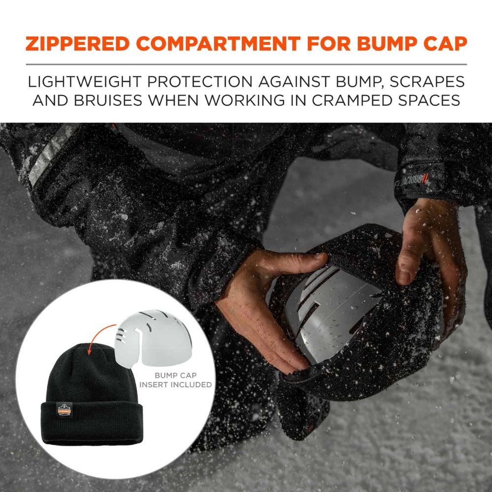 Ergodyne 16811 #6811ZI Rib Knit Hat w/ Bump Cap Insert - 11