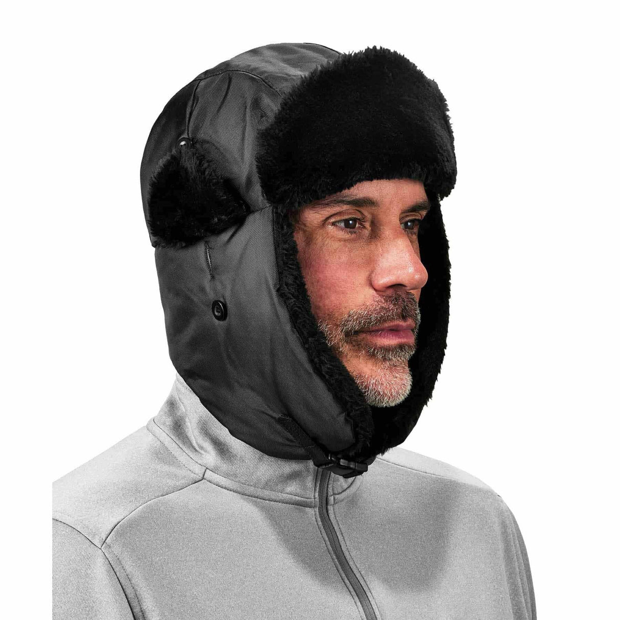 Ergodyne 16859 6802Z L/XL Black Zippered Trapper Hat - 4