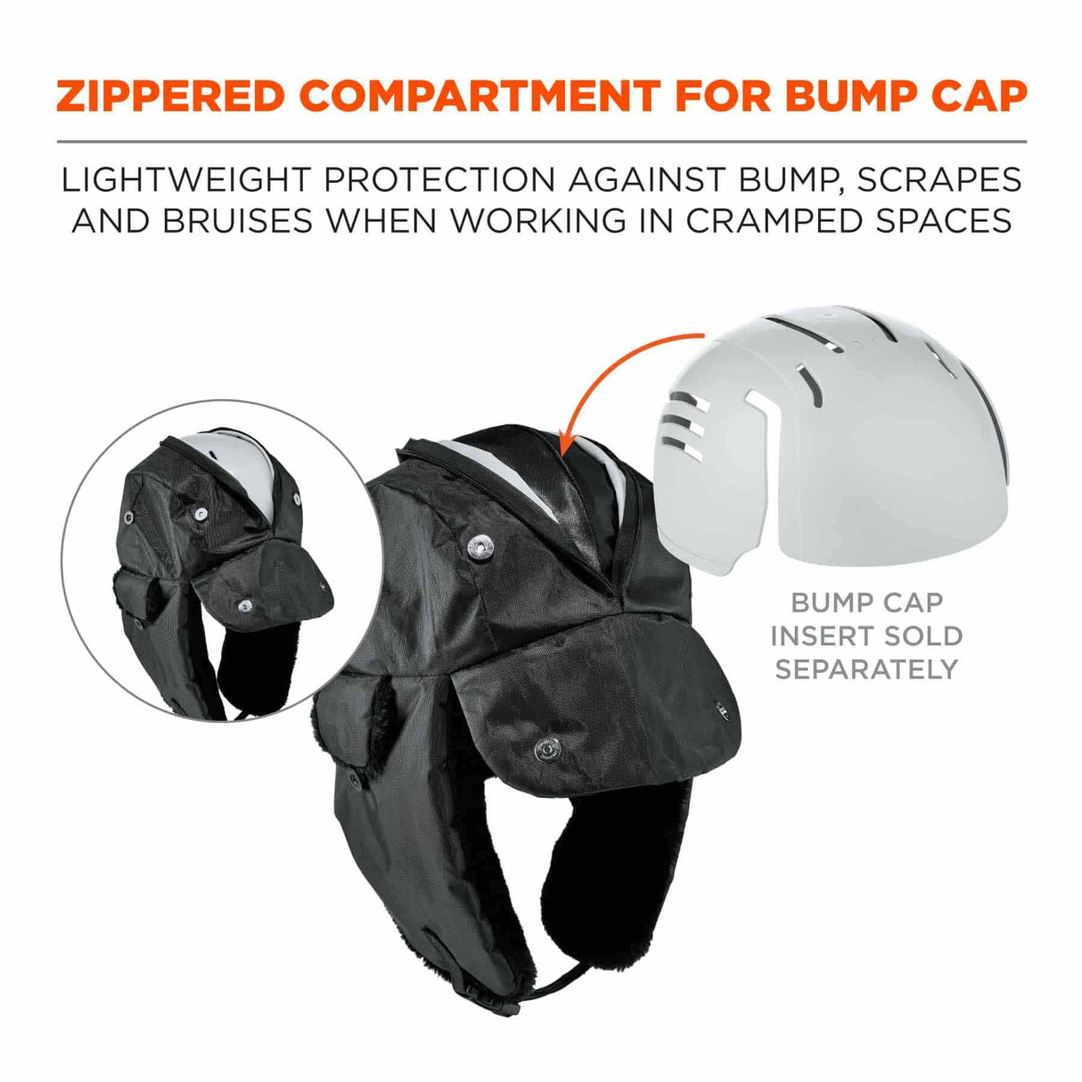 Ergodyne 16859 6802Z L/XL Black Zippered Trapper Hat - 7