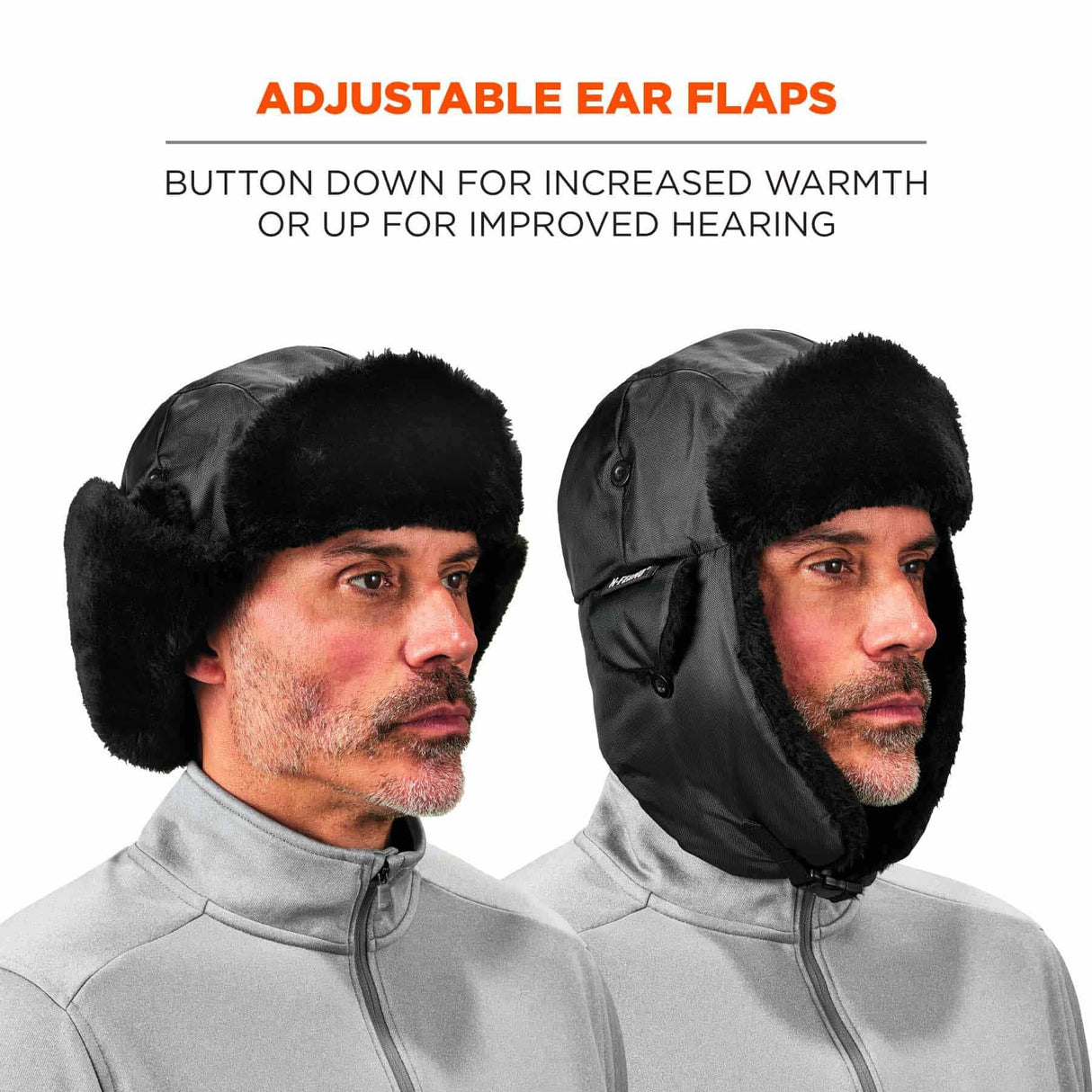 Ergodyne 16859 6802Z L/XL Black Zippered Trapper Hat - 9