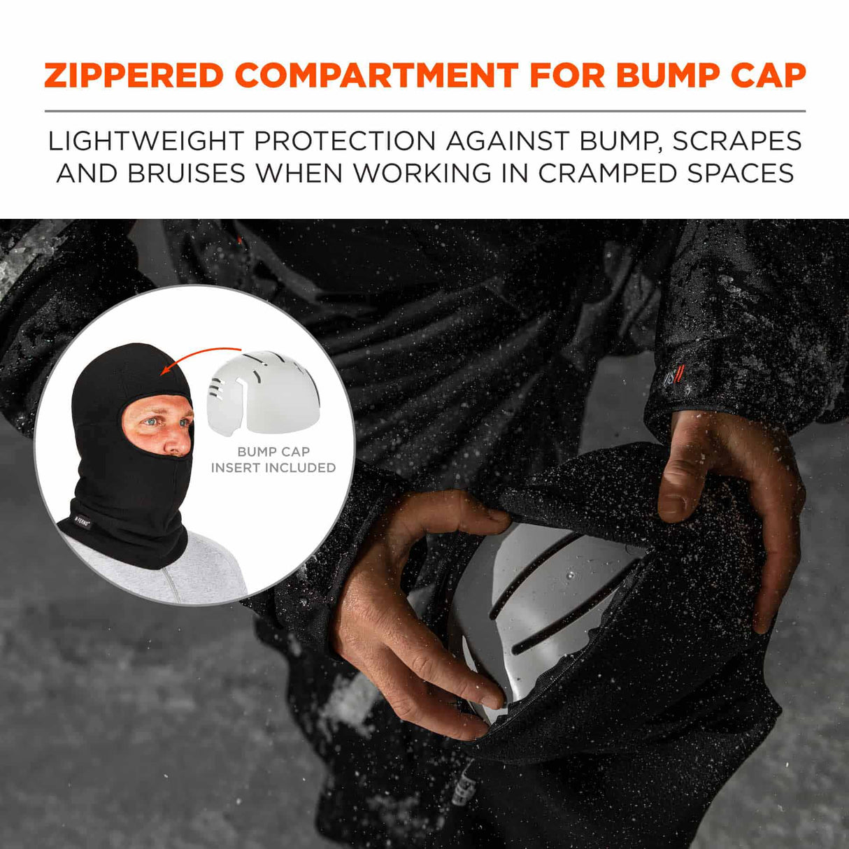 Ergodyne 16893 6893ZI  Black Balaclava + Bump Cap Insert - 8