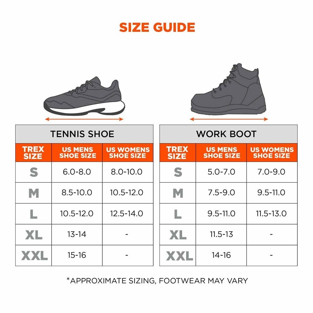 Ergodyne 16922 TREX 6325 Spikeless Traction Devices for Shoes and Boots, Black, Size Small (Pair)