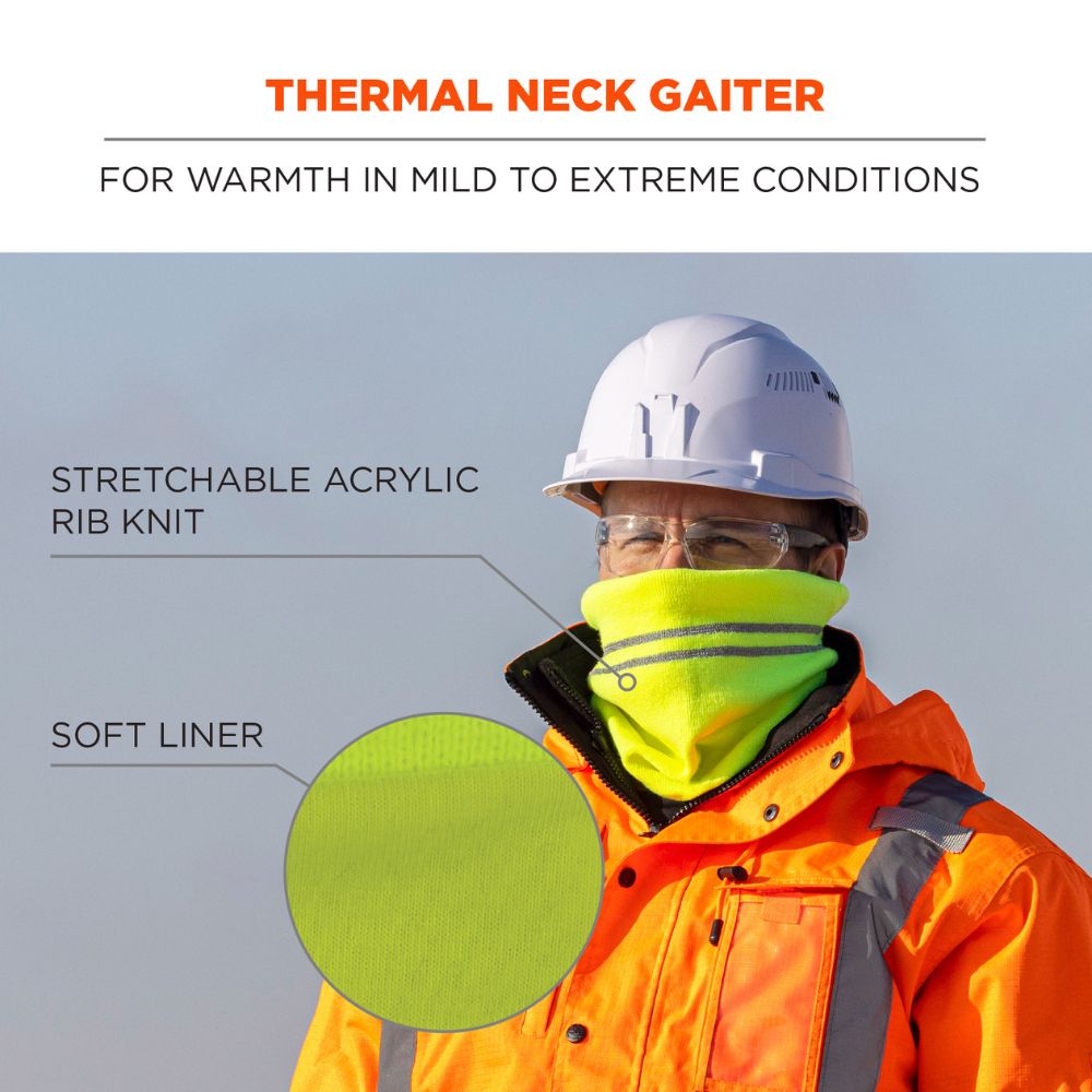 Ergodyne 16958 #6961 Lime Reflective Winter Neck Gaiter - 2