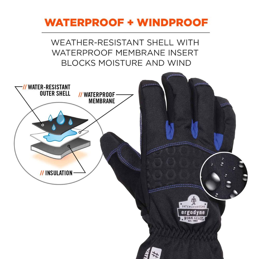 Ergodyne 17612 #819WP S Black Extreme Thermal WP Gloves - 2