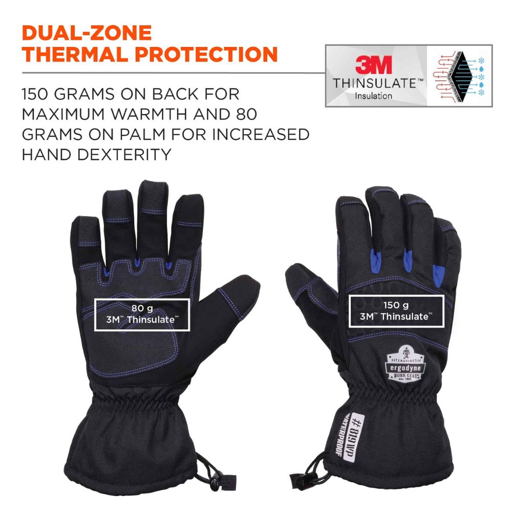 Ergodyne 17612 #819WP S Black Extreme Thermal WP Gloves - 3