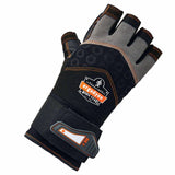 Ergodyne 17713 910 M Black Half-Finger Impact Gloves + Wrist Support - 2