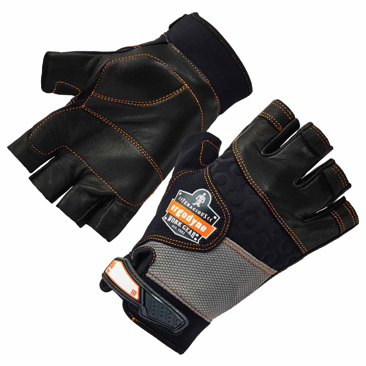 Ergodyne 17782 901 S Black Half-Finger Leather Impact Gloves