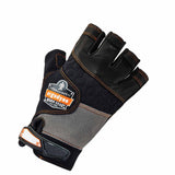 Ergodyne 17782 901 S Black Half-Finger Leather Impact Gloves - 2