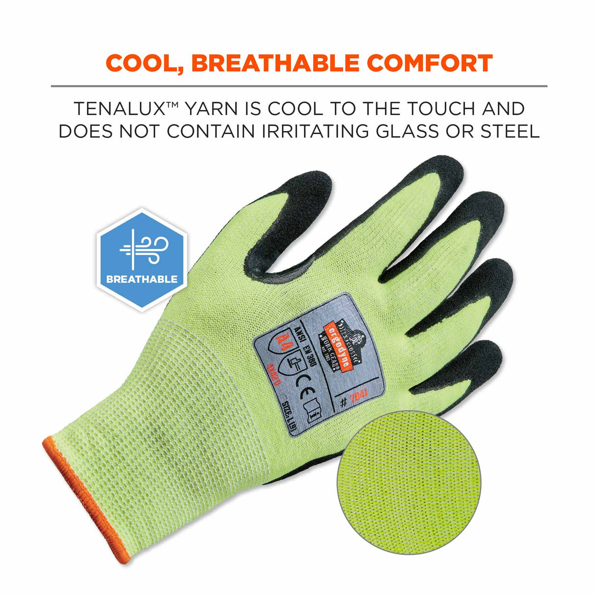 Ergodyne 17812 7041 S Lime ANSI A4 Nitrile-Coated CR Gloves - 7