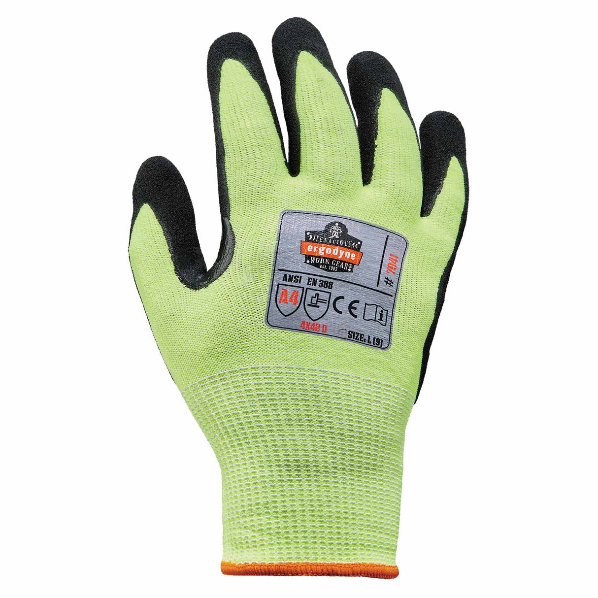 Ergodyne 17814 7041 L Lime ANSI A4 Nitrile-Coated CR Gloves - 2