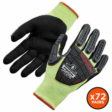 Ergodyne 17833 7141-CASE M Lime ANSI A4 DIR Nitrile-Coated CR Gloves 72-Pair