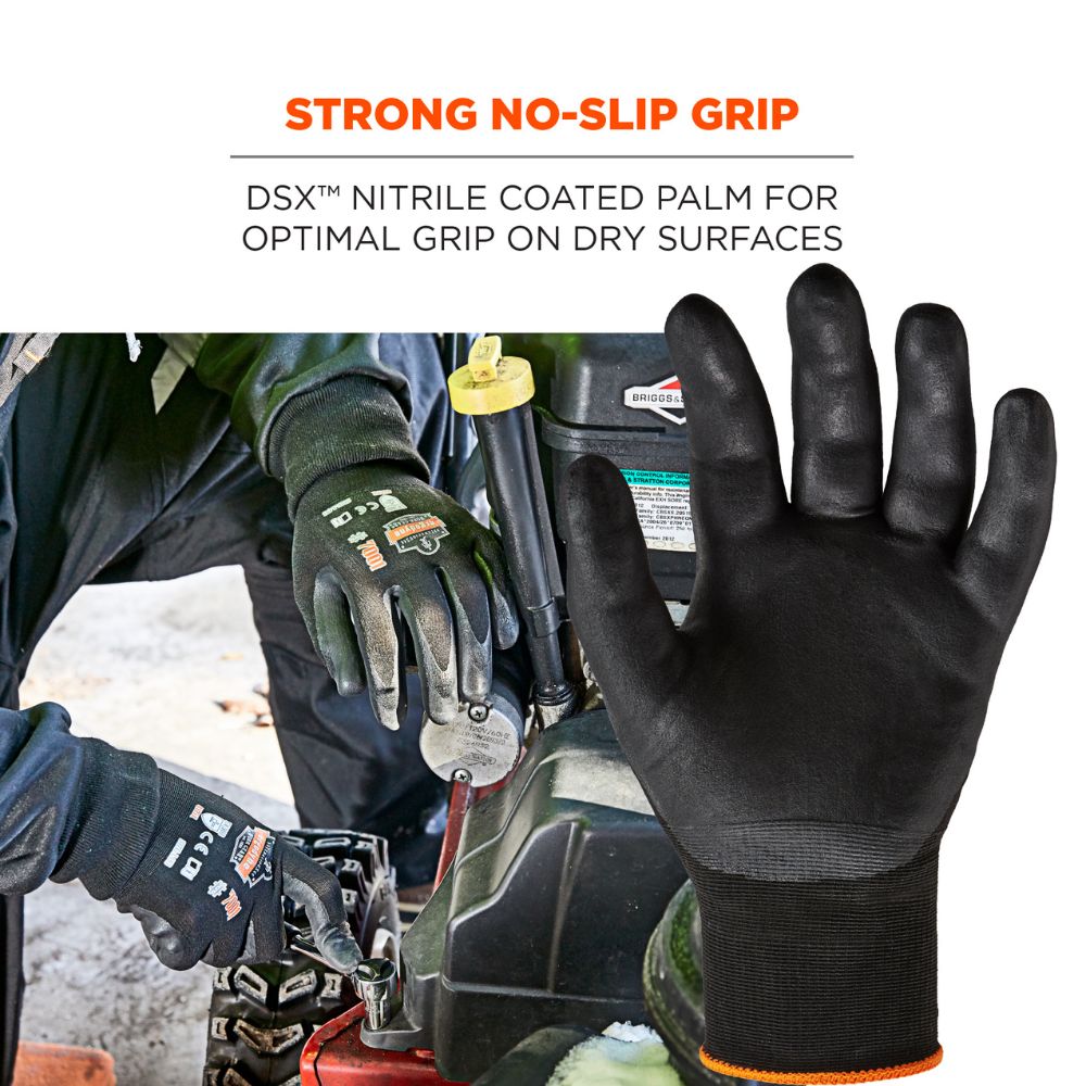 Ergodyne 17851 #7001 144-pair XS Black Nitrile Coated Gloves - 3