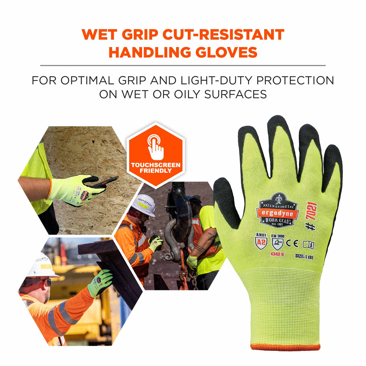 Ergodyne 17863 7021-CASE M Lime ANSI A2 Nitrile-Coated CR Gloves - WSX 144-Pair - 4