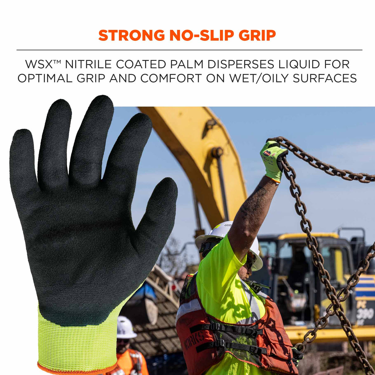 Ergodyne 17863 7021-CASE M Lime ANSI A2 Nitrile-Coated CR Gloves - WSX 144-Pair - 6