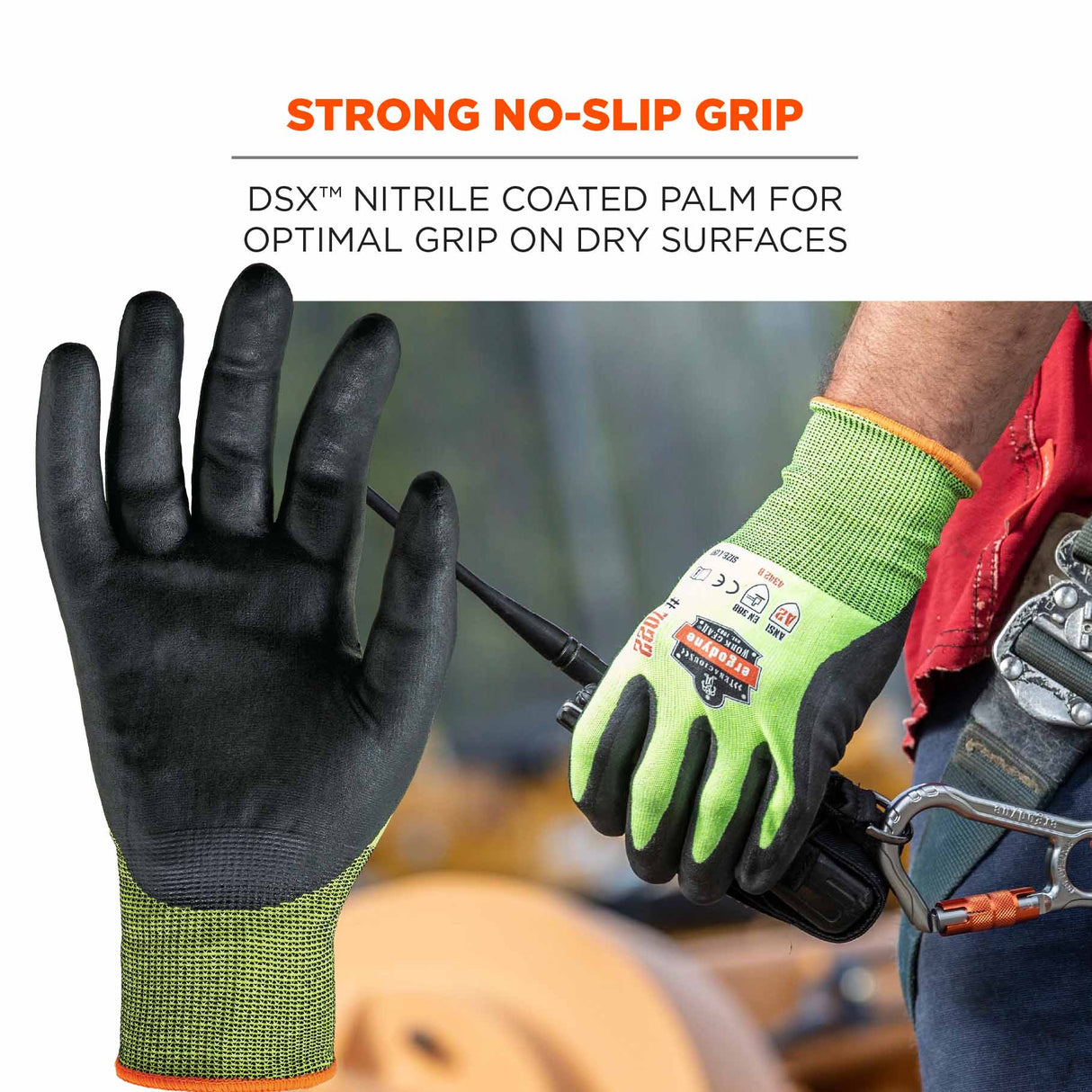 Ergodyne 17872 7022-CASE S Lime ANSI A2 Nitrile-Coated CR Gloves - DSX 144-Pair - 6